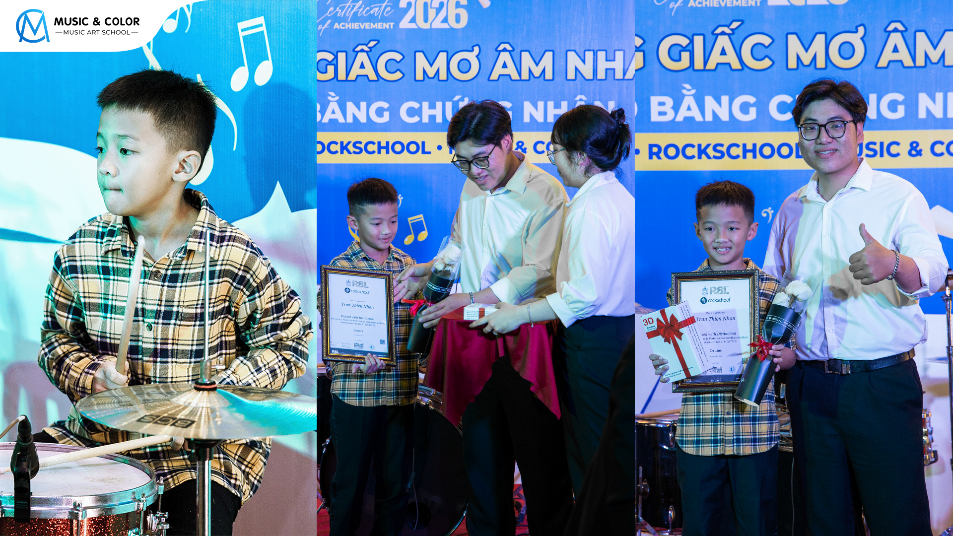Học viên Thiện Nhân - học viên của Music & Color xuất sắc đạt được chứng chỉ quốc tế RSL.